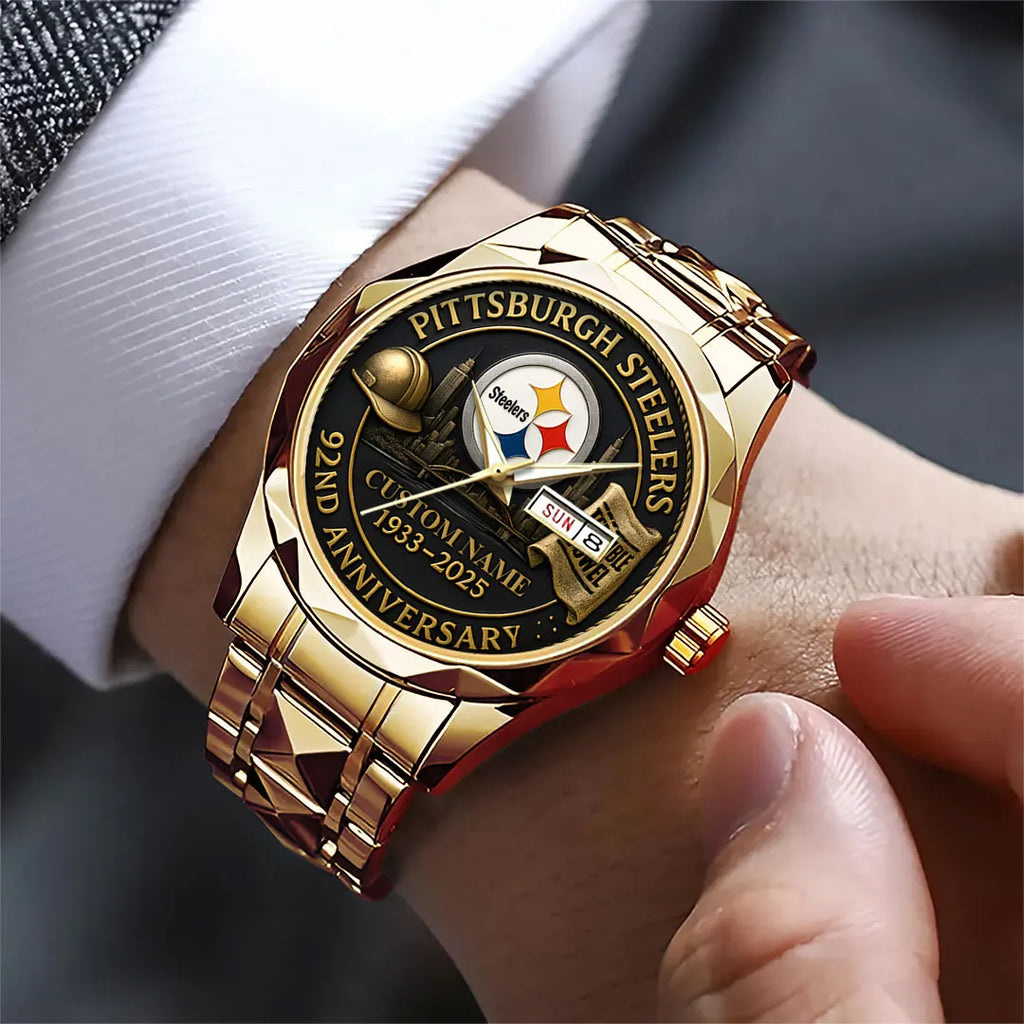 Personalized Pittsburgh Steelers 92nd Anniversary 2026 Alloy Luxury Quartz Watch – TANTN16134