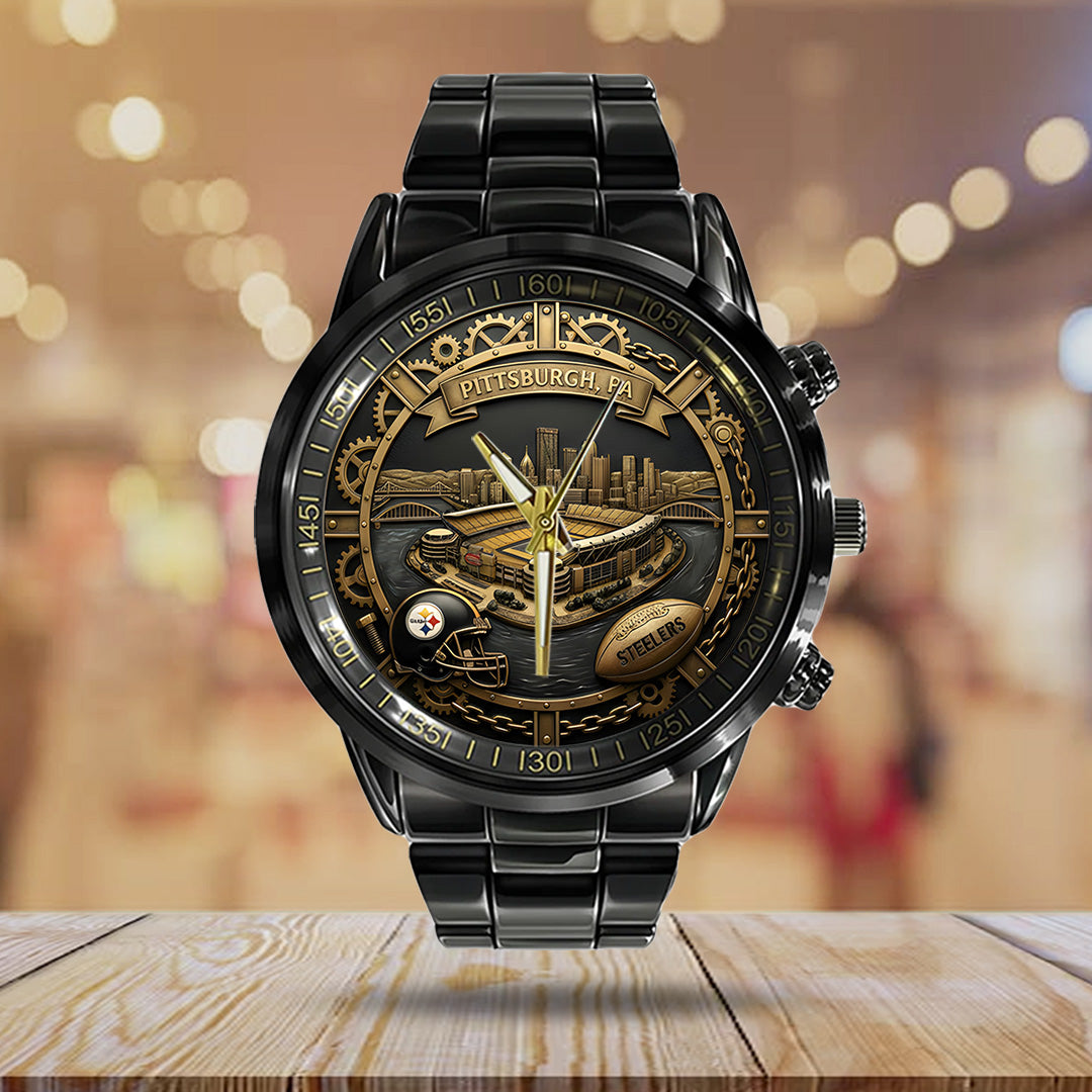 Pittsburgh Steelers 93rd Anniversary Black Stainless Steel Watch – TANTN20017