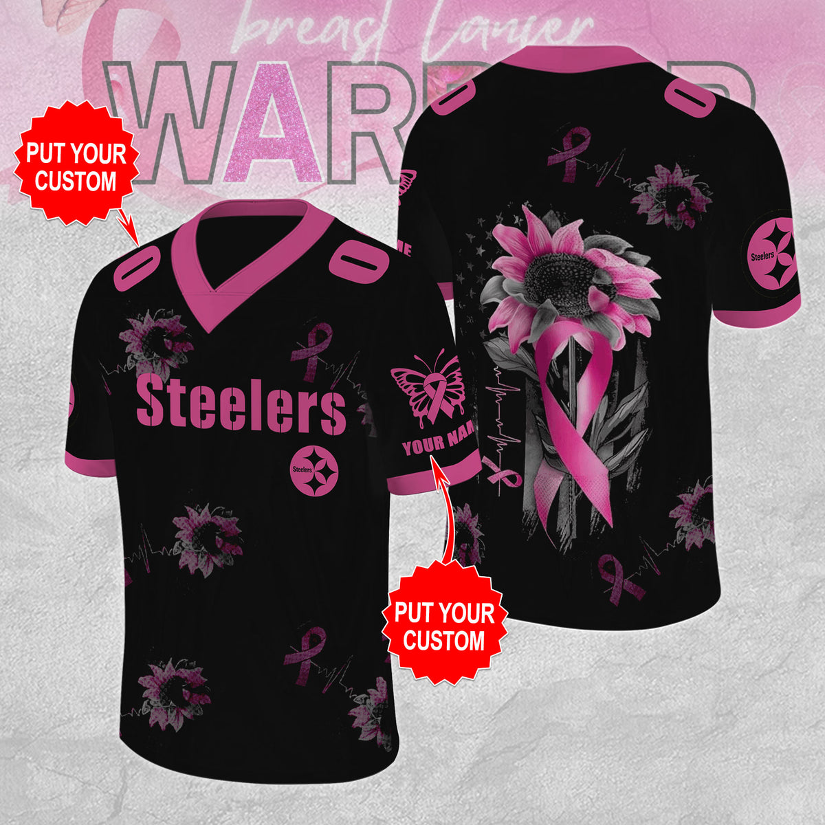 Personalized Pittsburgh Steelers x Breast Cancer Awareness 3D Football Jersey – MAITM12861