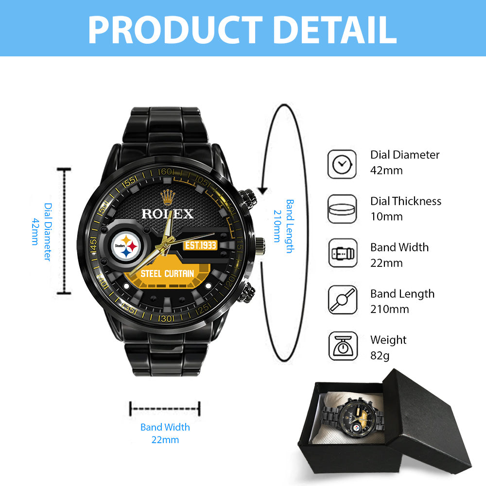 Pittsburgh Steelers x Rolex Black Stainless Steel Watch – MAITM13220