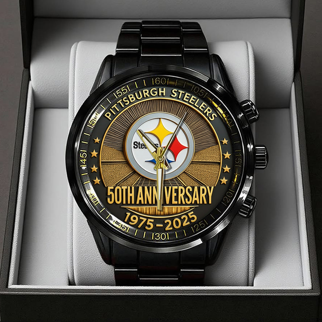 Pittsburgh Steelers The Terrible Towel 2025 Black Stainless Steel Watch – TANTN16139