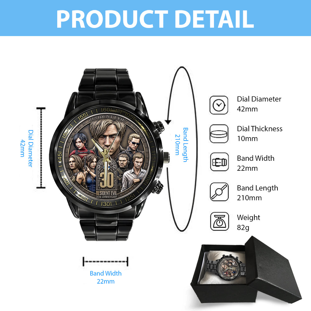 Resident Evil 30th Anniversary Black Stainless Steel Watch – TMTHU5040