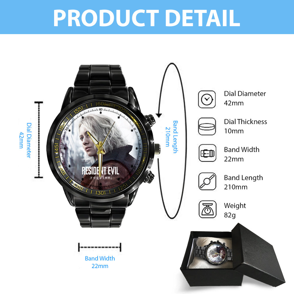 Resident Evil Requiem x Grace Ashcroft Black Stainless Steel Watch – GNE5479
