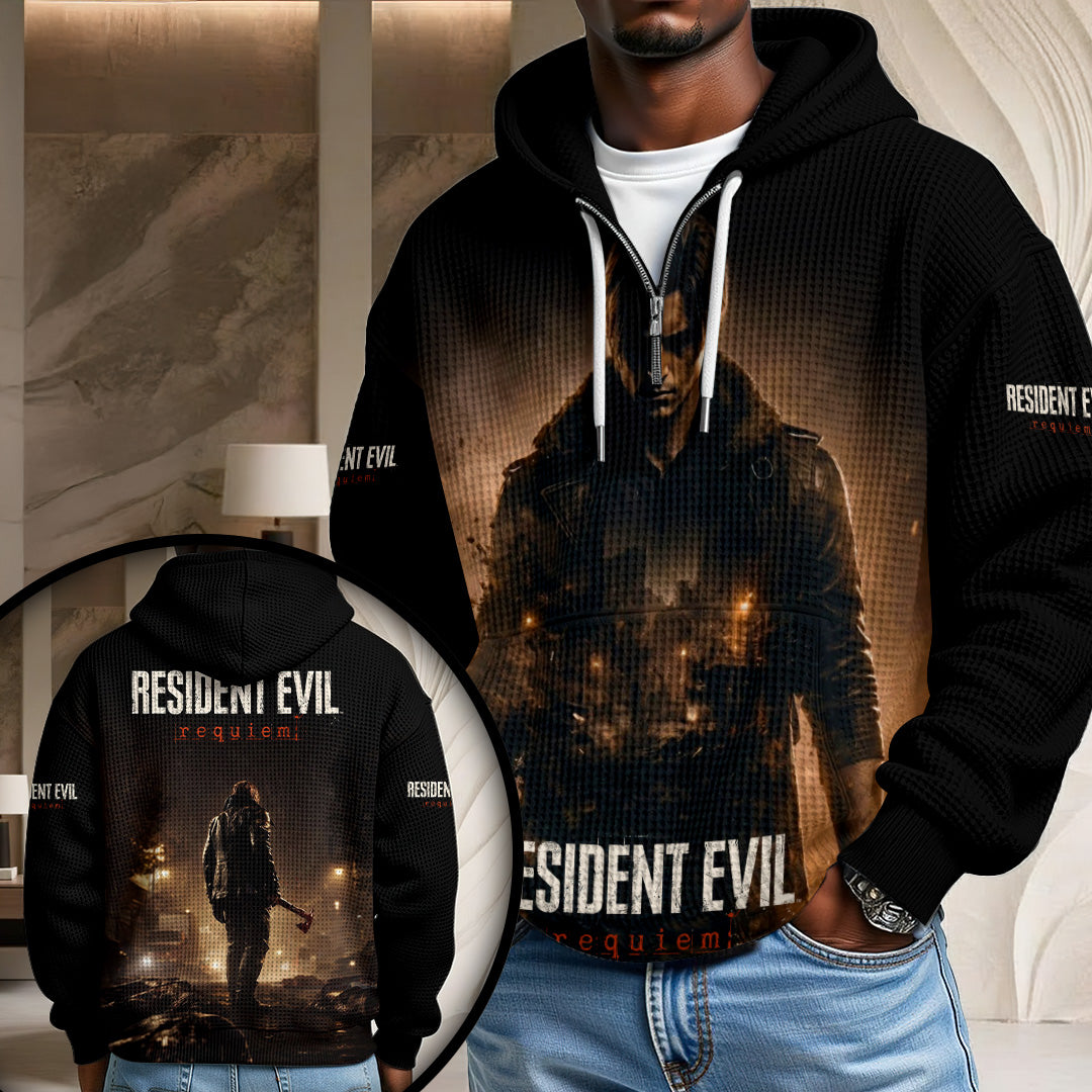 Resident Evil Requiem x Leon Scott Kennedy 3D Unisex Waffle Hoodie – GNE5414.3