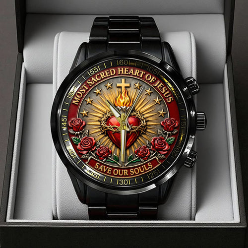 Sacred Heart of Jesus Black Stainless Steel Watch – TANTN21227