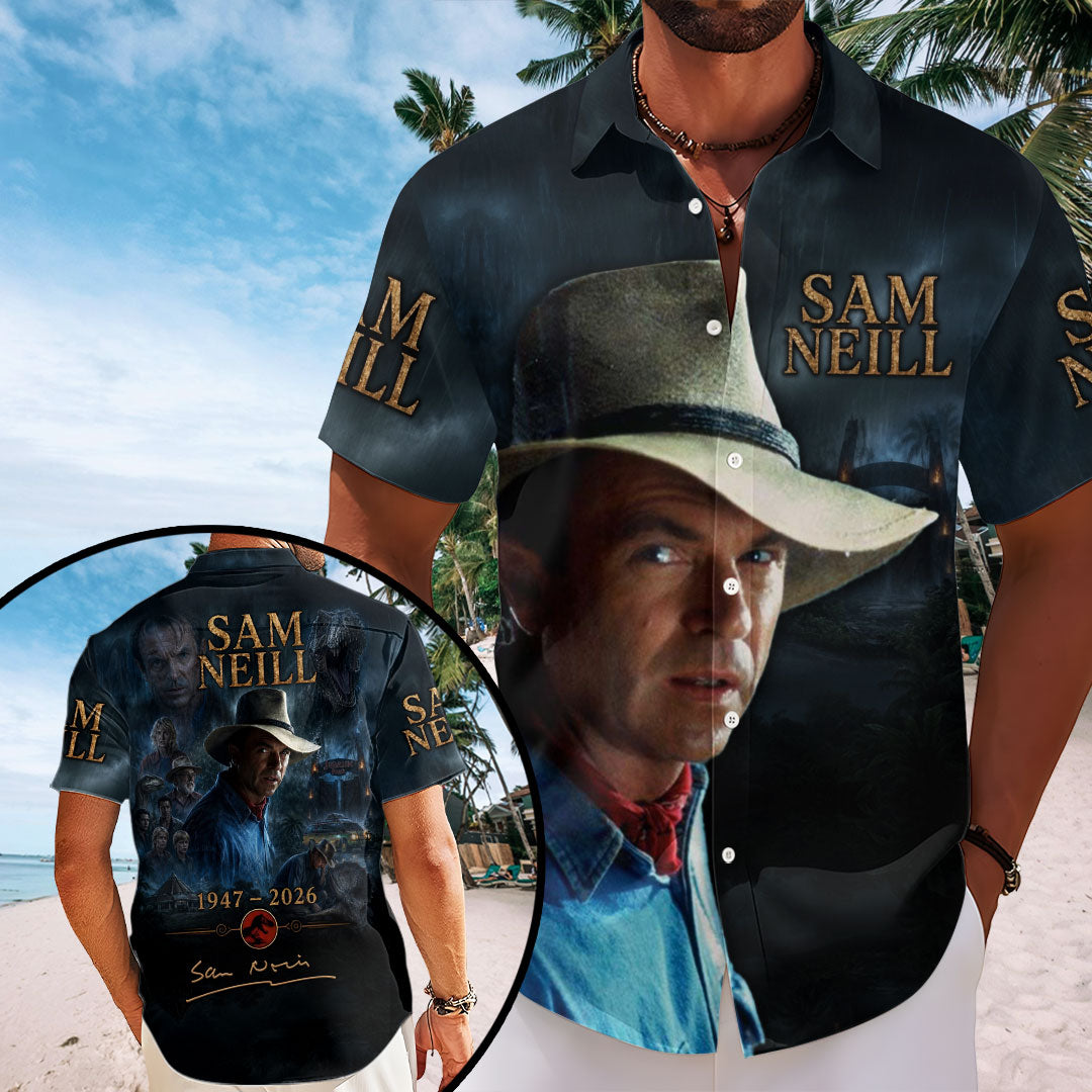 Sam Neill Short Sleeve Button-Down Shirt – TMTHU7677