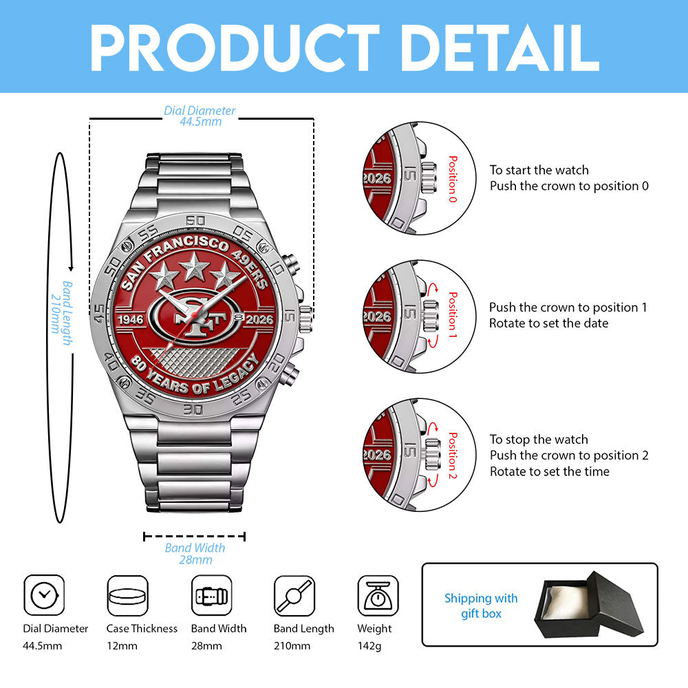 San Francisco 49ers 80th Anniversary Gentleman Stainless Steel Watch – MAITM14855
