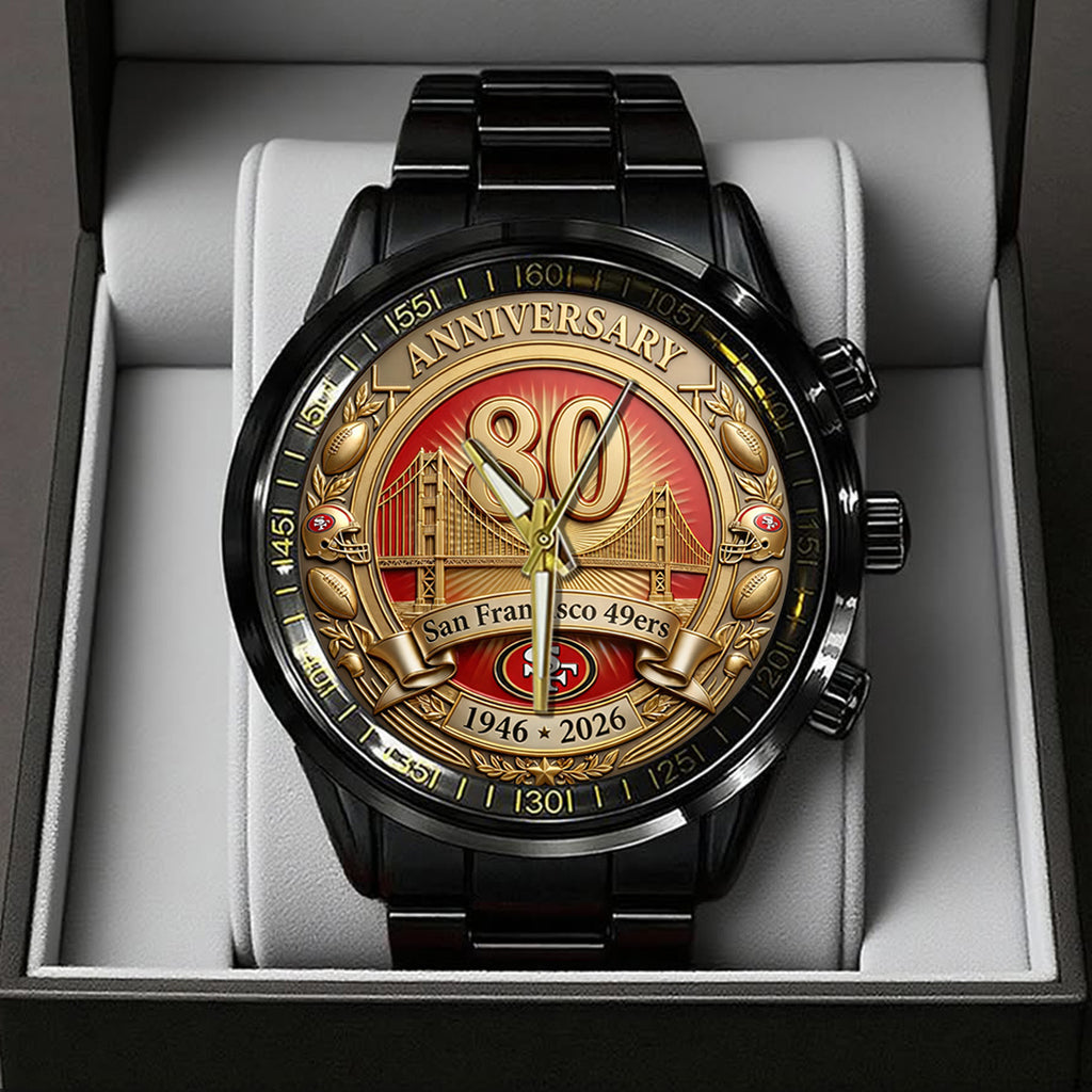 San Francisco 49ers Black Stainless Steel Watch – TANTN21478