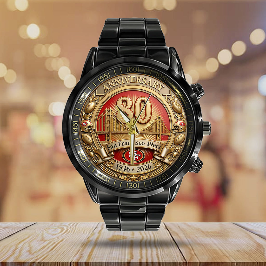 San Francisco 49ers Black Stainless Steel Watch – TANTN21478