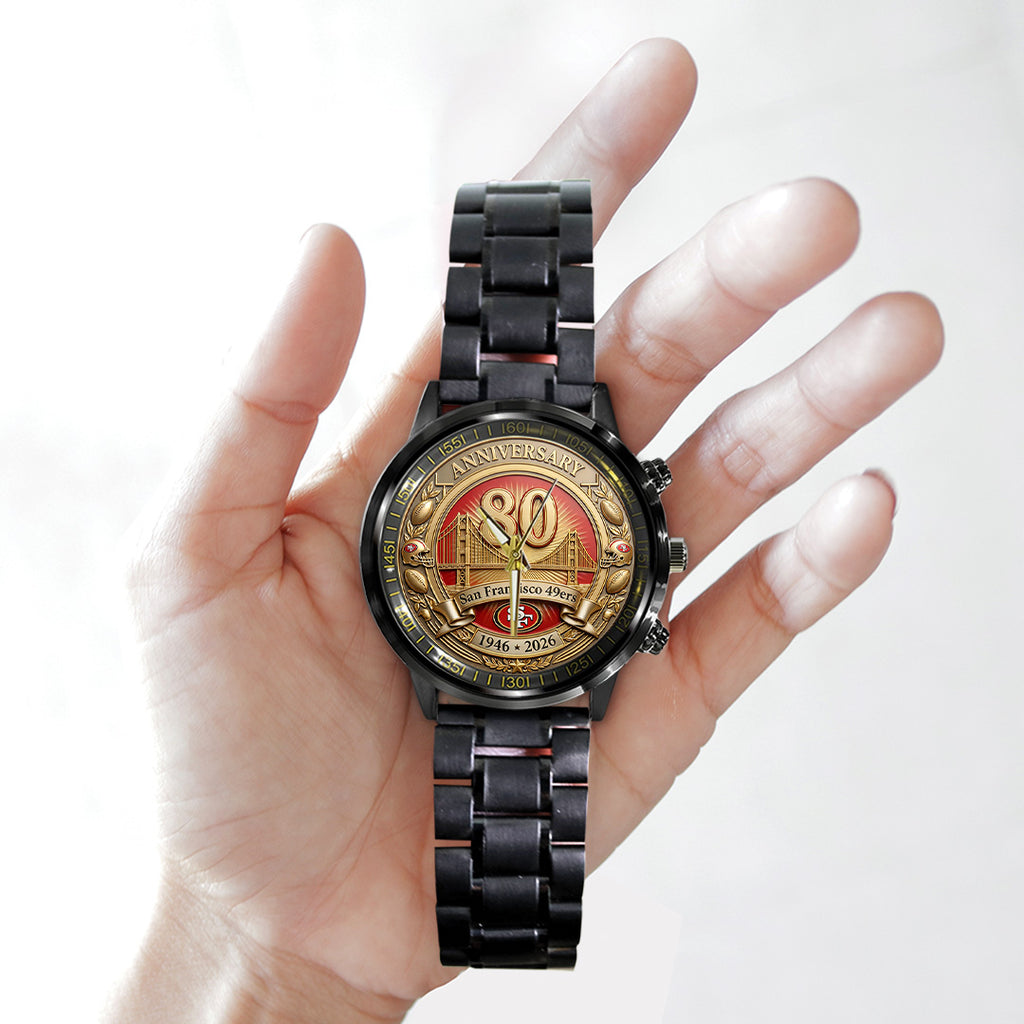 San Francisco 49ers Black Stainless Steel Watch – TANTN21478
