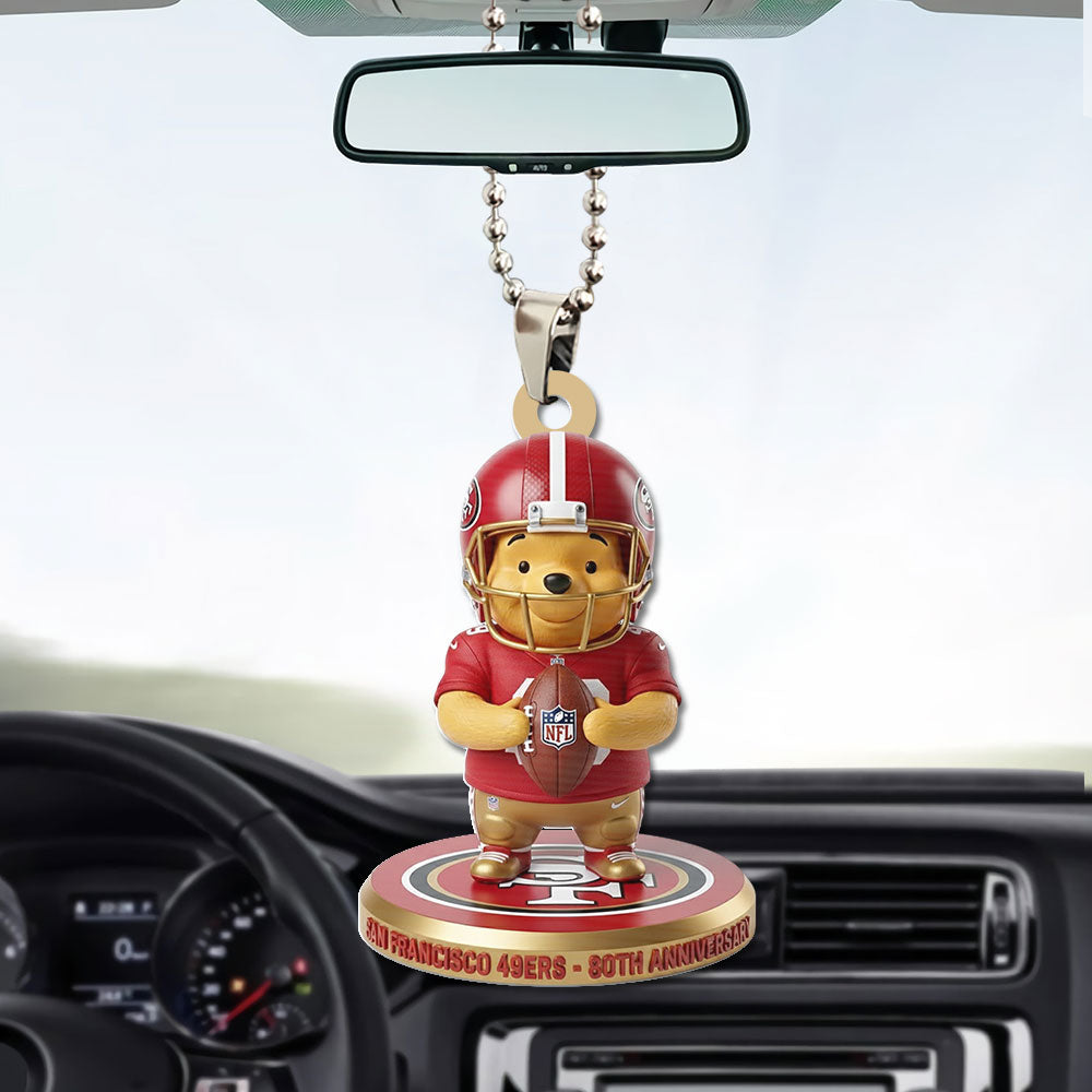 San Francisco 49ers x Winnie-the-Pooh Custom shape 1-sided Acrylic Car Ornament – TMTHU3297