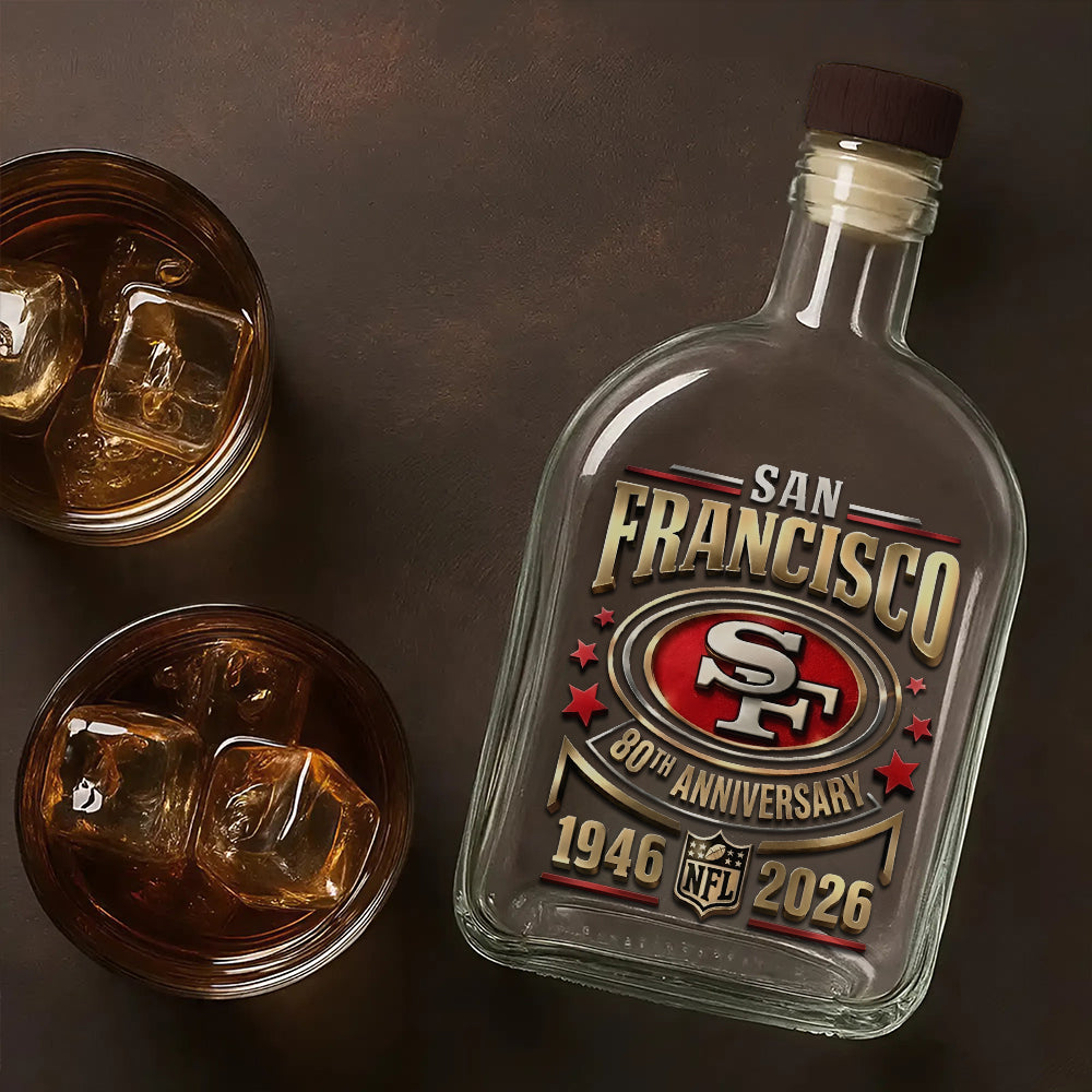 San Francisco 49ers 80th Anniverasry 25oz Empty Whiskey Bottle – TMTHU3899