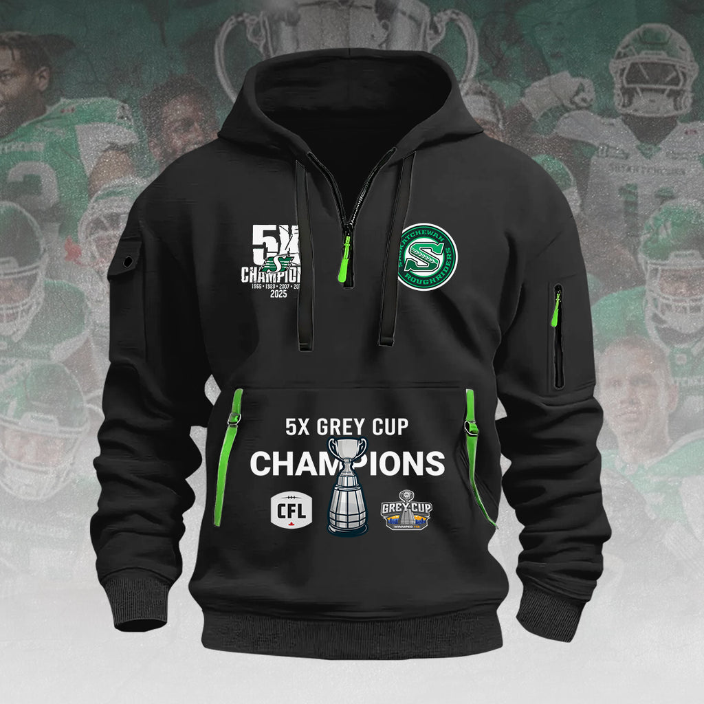 Saskatchewan Roughriders 2025 Grey Cup Champions 2D Quarter Zip Hoodie – HOATT14857