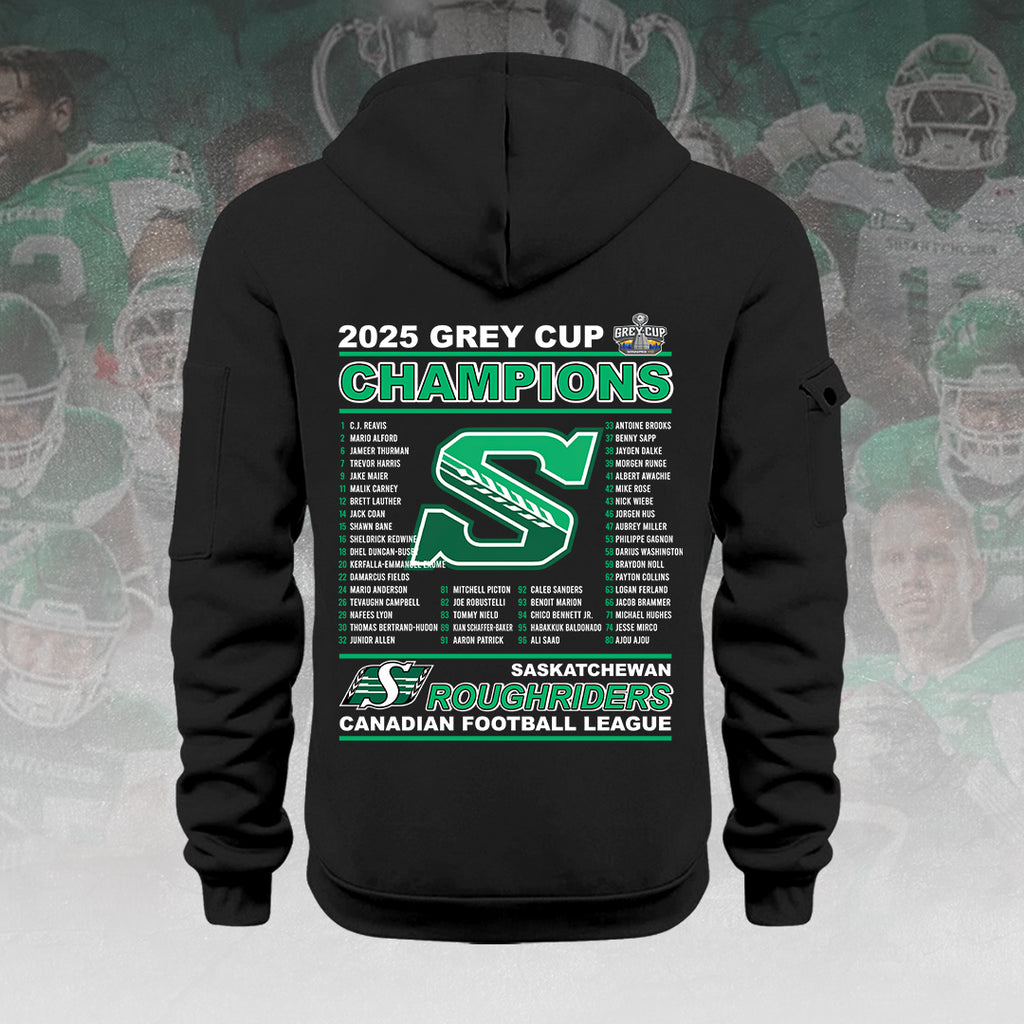 Saskatchewan Roughriders 2025 Grey Cup Champions 2D Quarter Zip Hoodie – HOATT14858