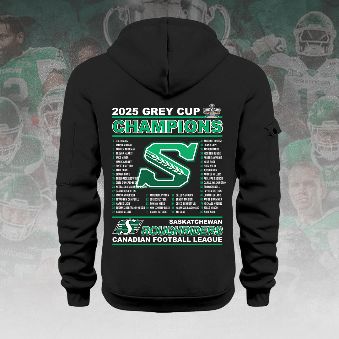 Saskatchewan Roughriders 2025 Grey Cup Champions 2D Quarter Zip Hoodie – HOATT14858