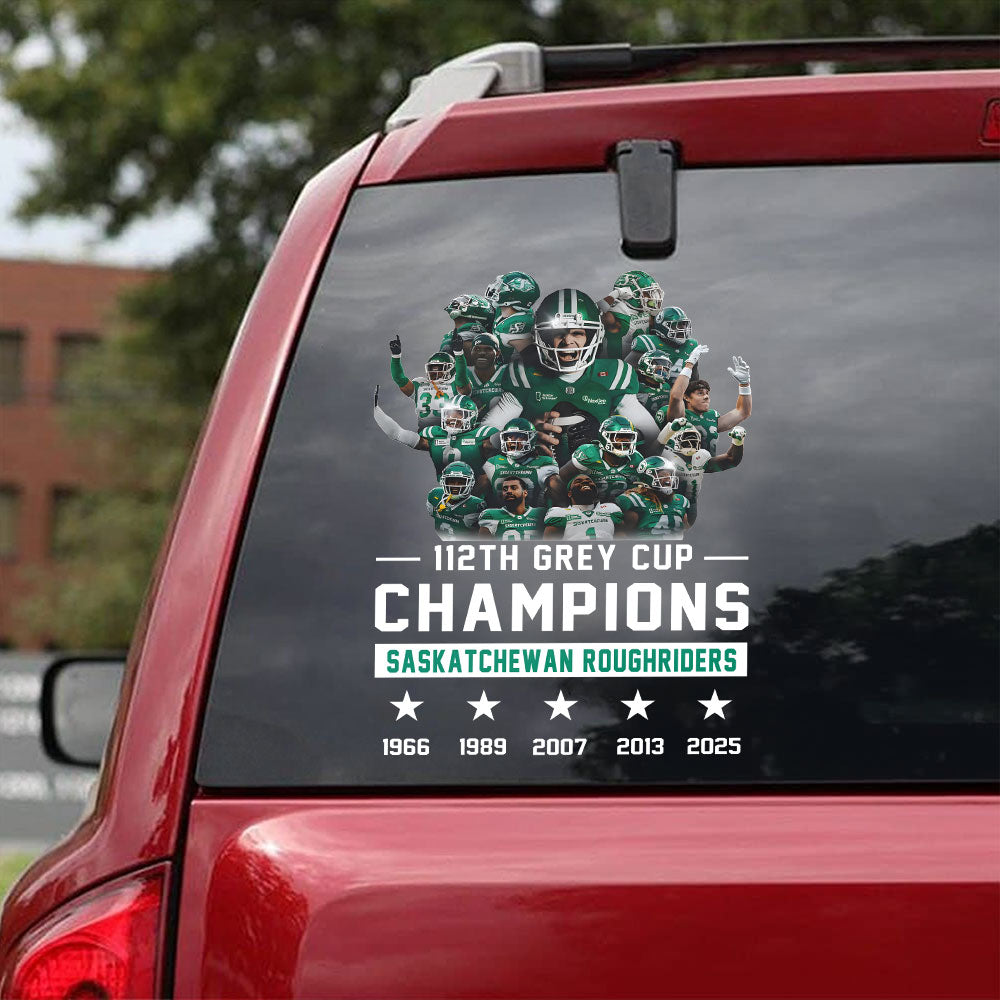 Saskatchewan Roughriders 2025 Grey Cup Champions 3D Car Sticker – TANTN18843