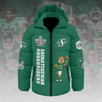 Saskatchewan Roughriders 2025 Grey Cup Champions Thickened Down Hooded Jacket – HOATT14949