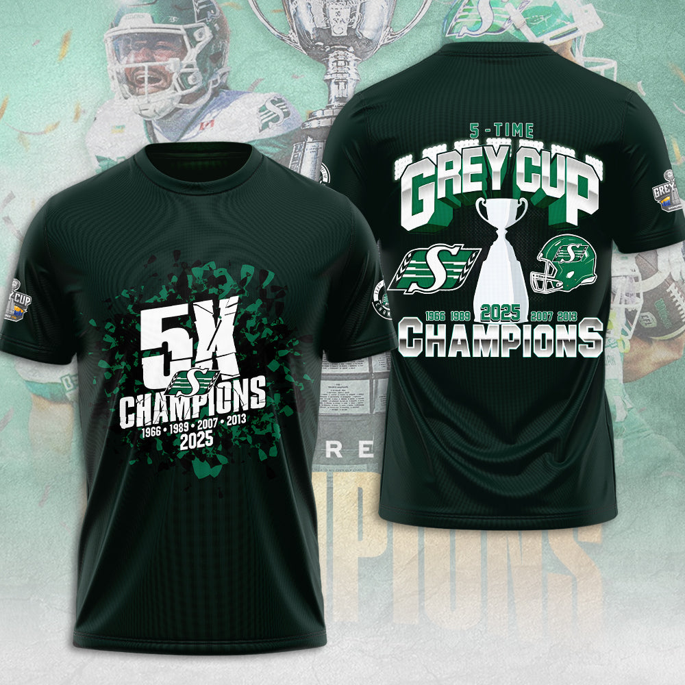 Saskatchewan Roughriders 2025 Grey Cup Champions 3D Apparel – TANTN18905