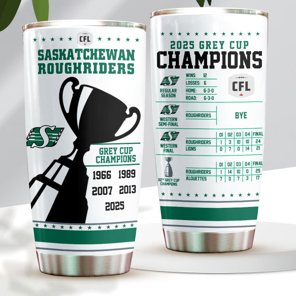 Saskatchewan Roughriders 2025 Grey Cup Champions Tumbler Cup – HOATT14792
