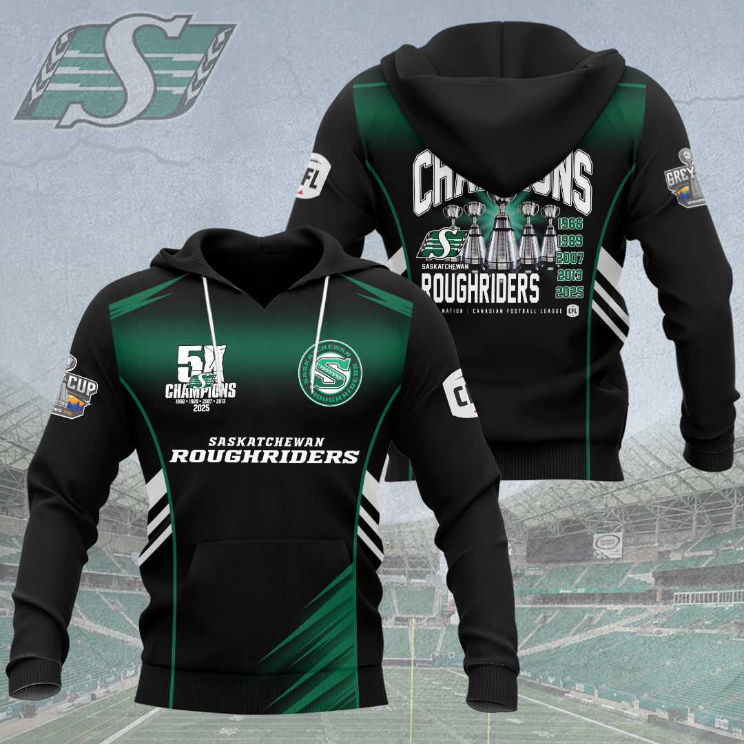 Saskatchewan Roughriders 2025 Grey Cup Champions 3D Apparel – HOATT14767