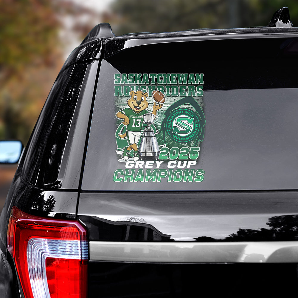 Saskatchewan Roughriders 2025 Grey Cup Champions 3D Car Sticker – TANTN18845
