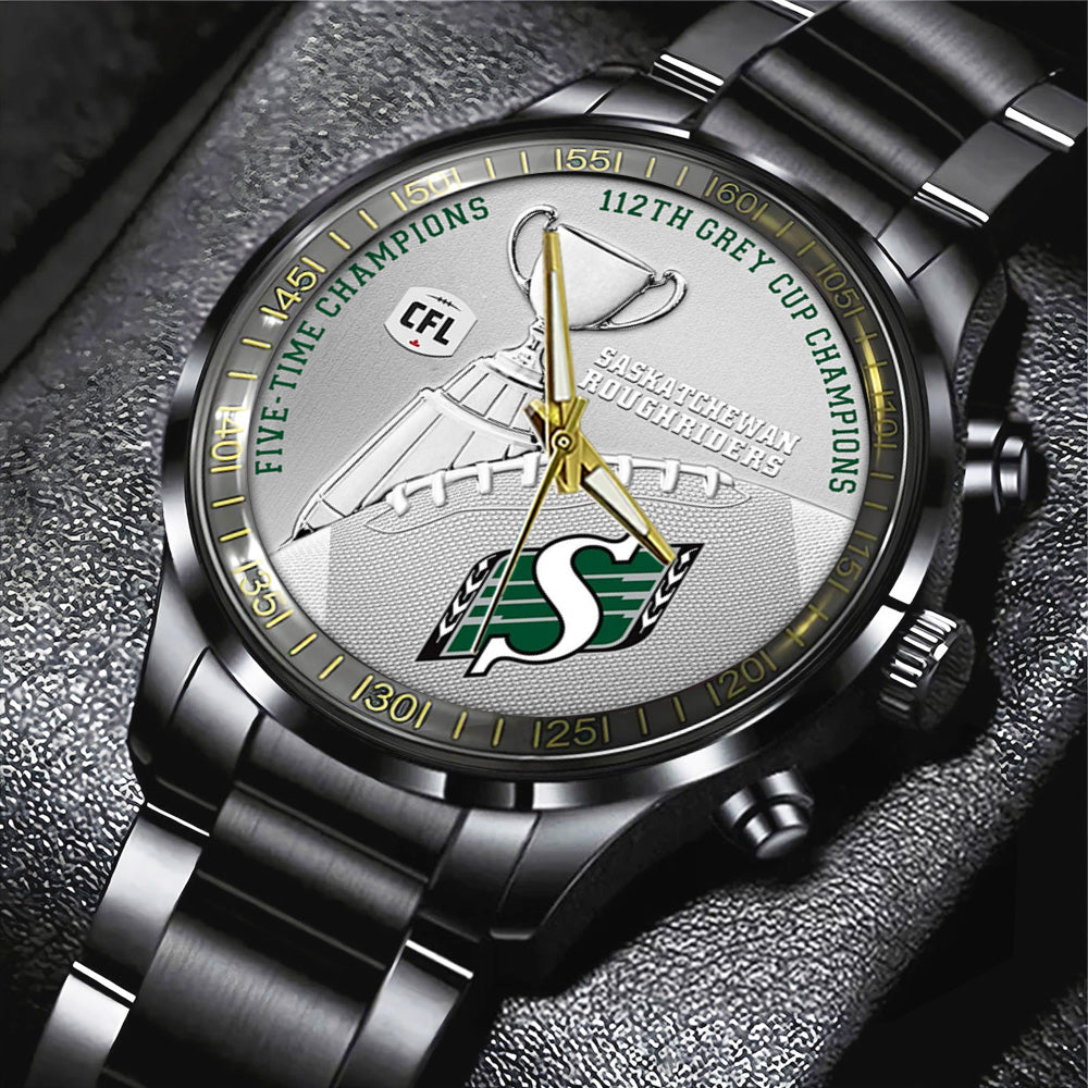 Saskatchewan Roughriders 2025 Grey Cup Champions Black Stainless Steel Watch – TANTN18925