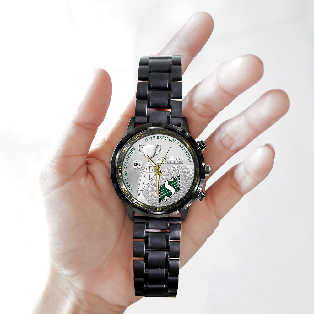 Saskatchewan Roughriders 2025 Grey Cup Champions Black Stainless Steel Watch – TANTN18925