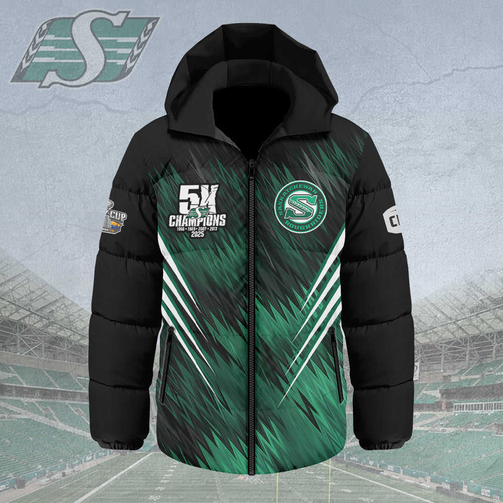 Saskatchewan Roughriders 2025 Grey Cup Champions Thickened Down Hooded Jacket – HOATT14815