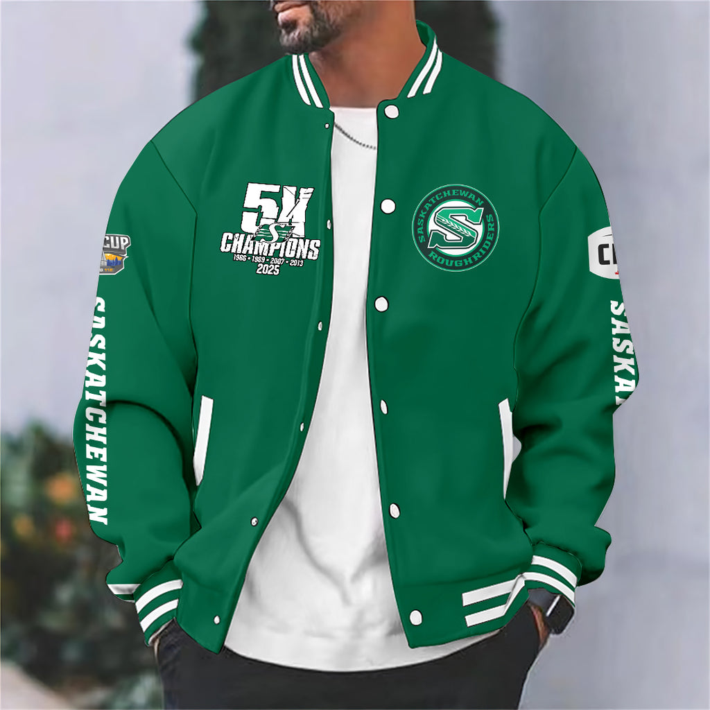 Saskatchewan Roughriders 2025 Grey Cup Champions Varsity Jacket – HOATT14862