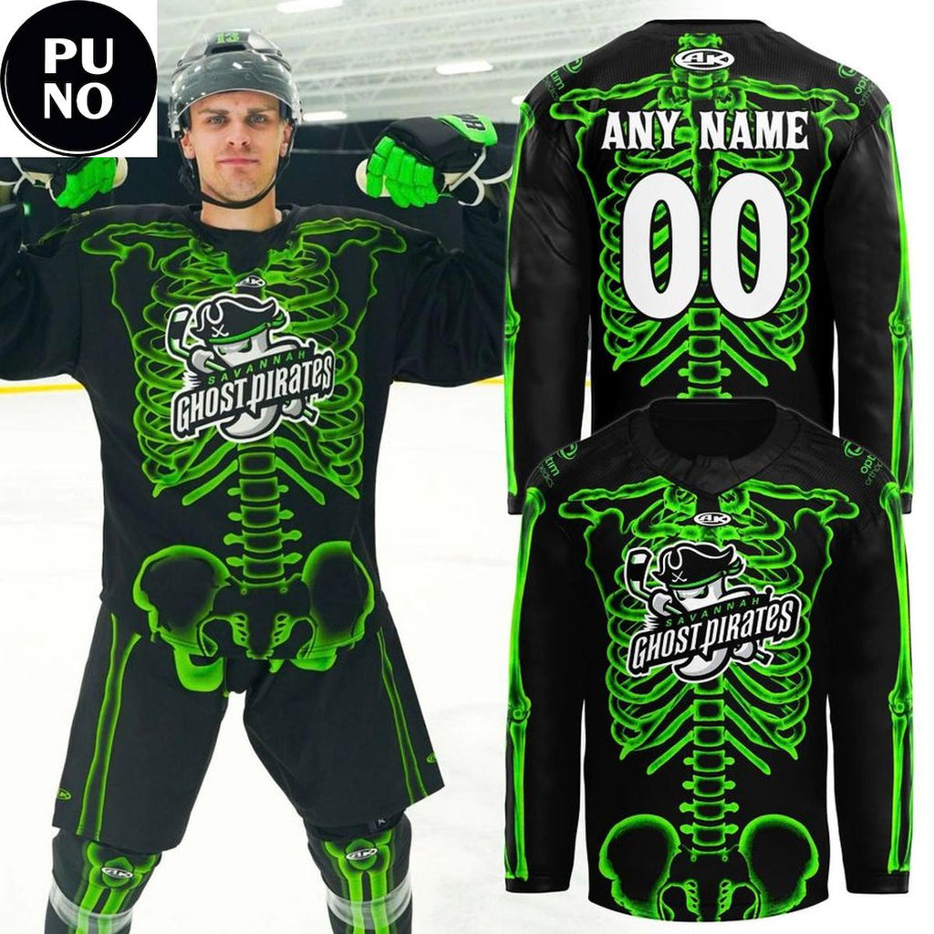 Savannah Ghost Pirates 2026 Halloween Skeleton Personalized Hockey Jersey