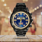 Seattle Seahawks 2025 Super Bowl LX Champions Black Stainless Steel Watch – GNE5945