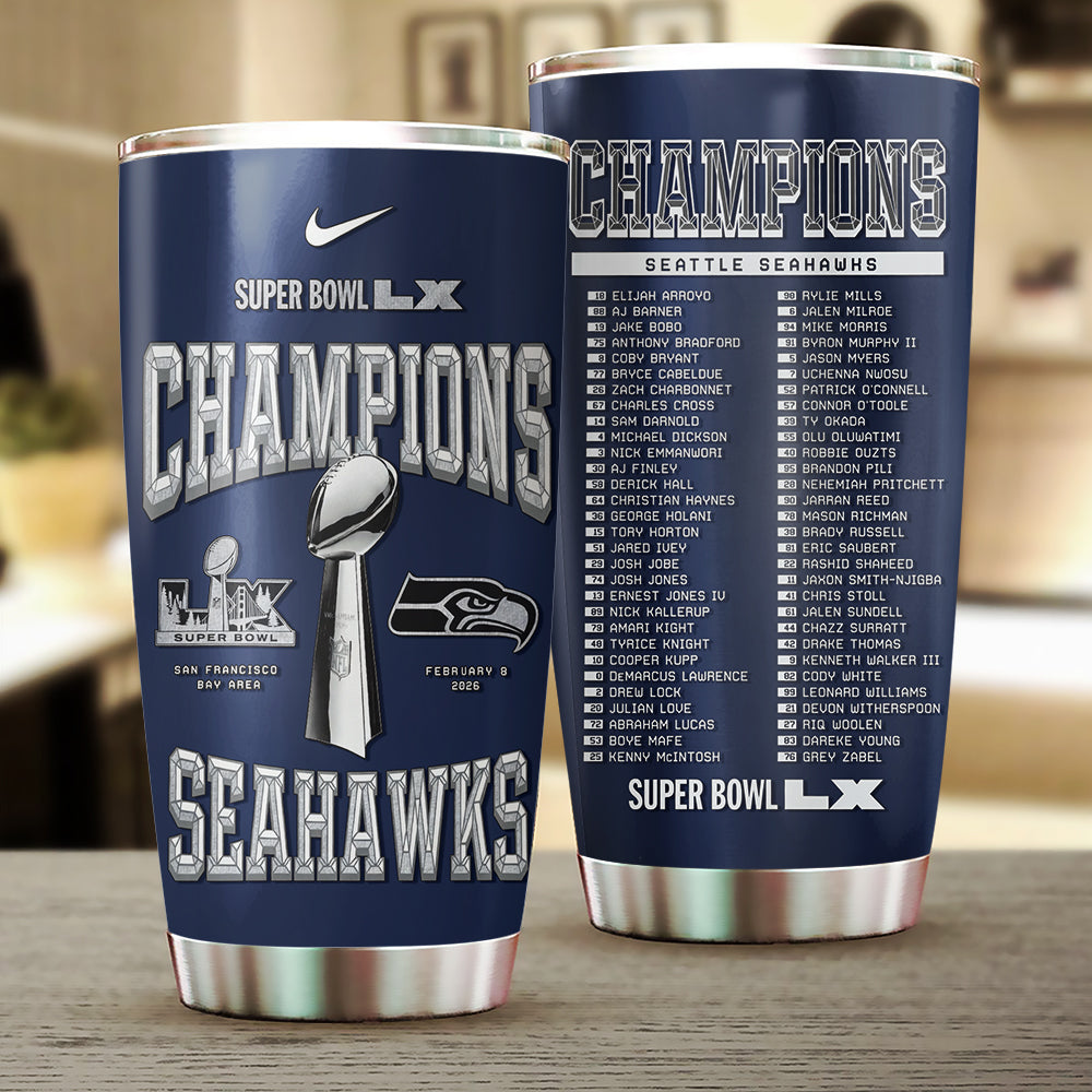 Seattle Seahawks 2025 Super Bowl LX Champions Tumbler Cup – GNE5918