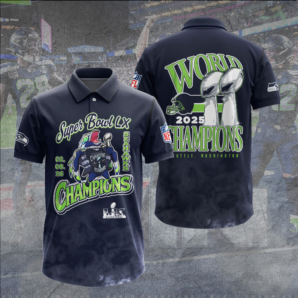 Seattle Seahawks 2025 Super Bowl LX Champions 3D Apparel – GNE5190