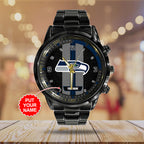 Personalized Seattle Seahawks Black Stainless Steel Watch – TANTN16029