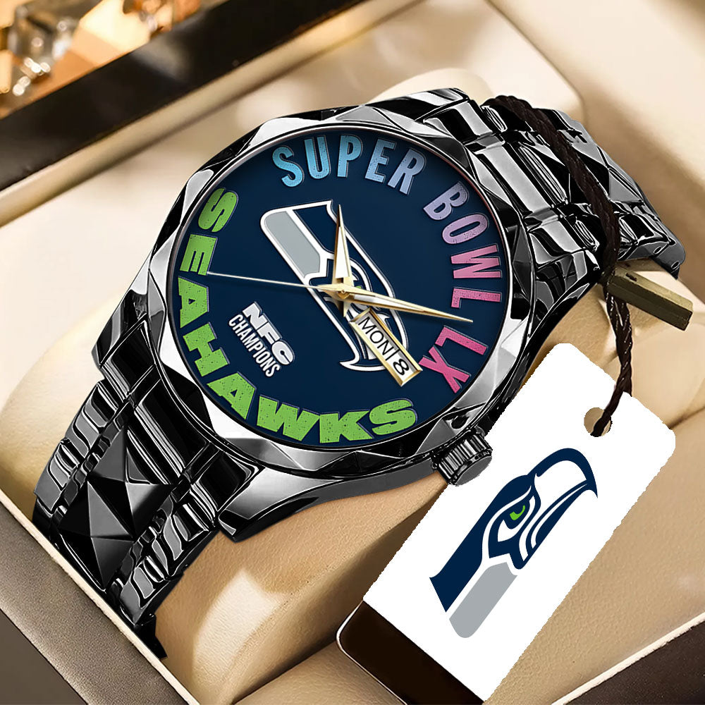 Seattle Seahawks 2025 NFC Champions Alloy Luxury Quartz Watch – TANTN20638