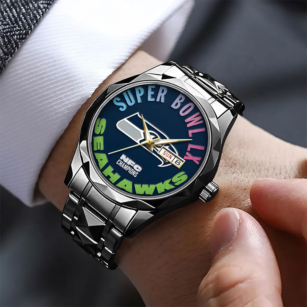 Seattle Seahawks 2025 NFC Champions Alloy Luxury Quartz Watch – TANTN20638