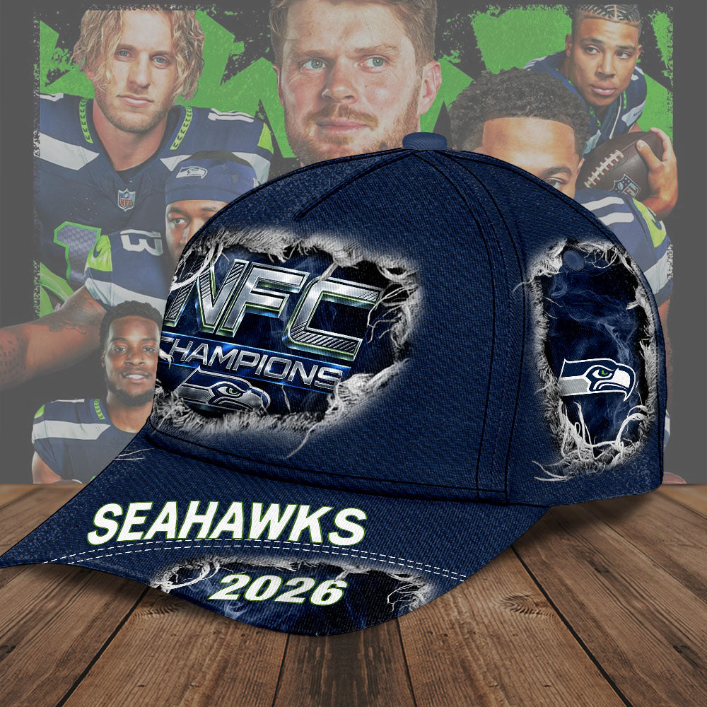 Seattle Seahawks 2025 NFC Champions Classic Cap – TMTHU3699