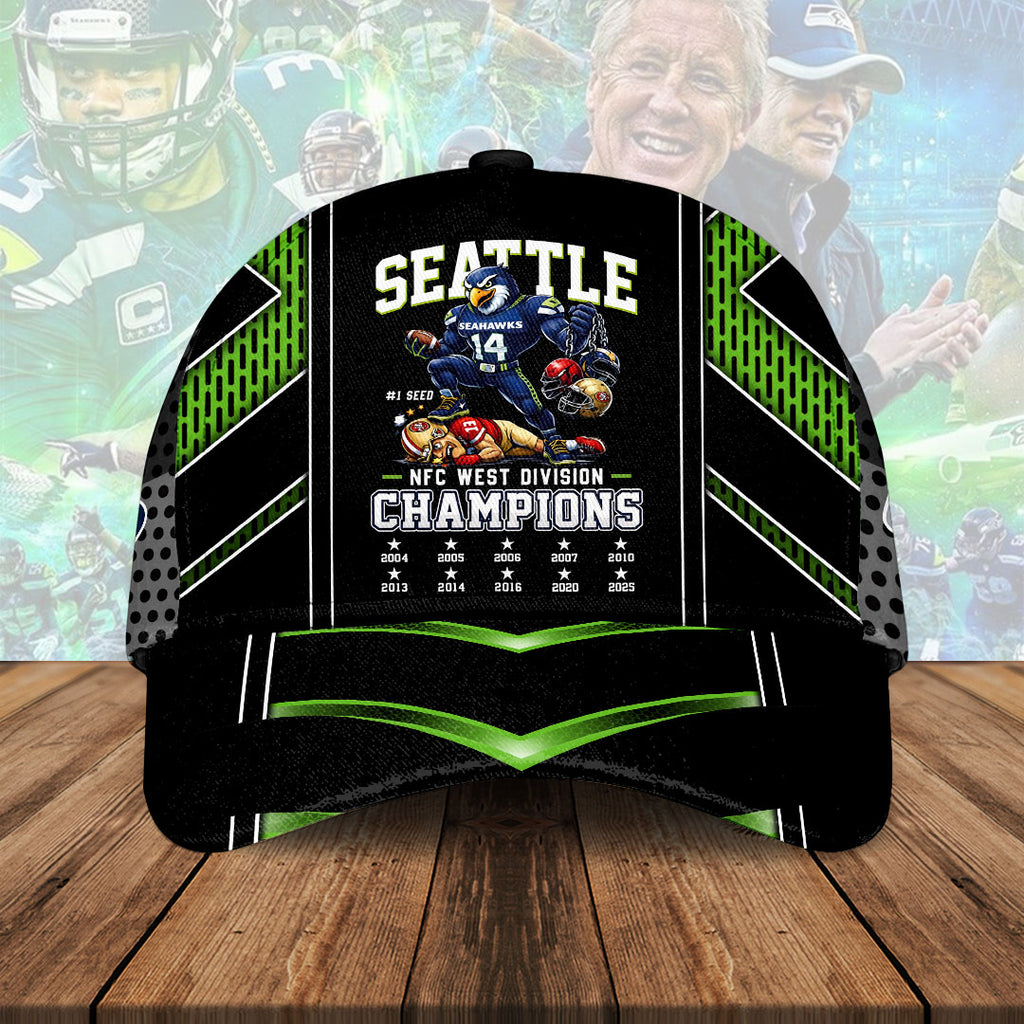 Seattle Seahawks 2025 NFC West Champions Classic Cap – HOATT15837