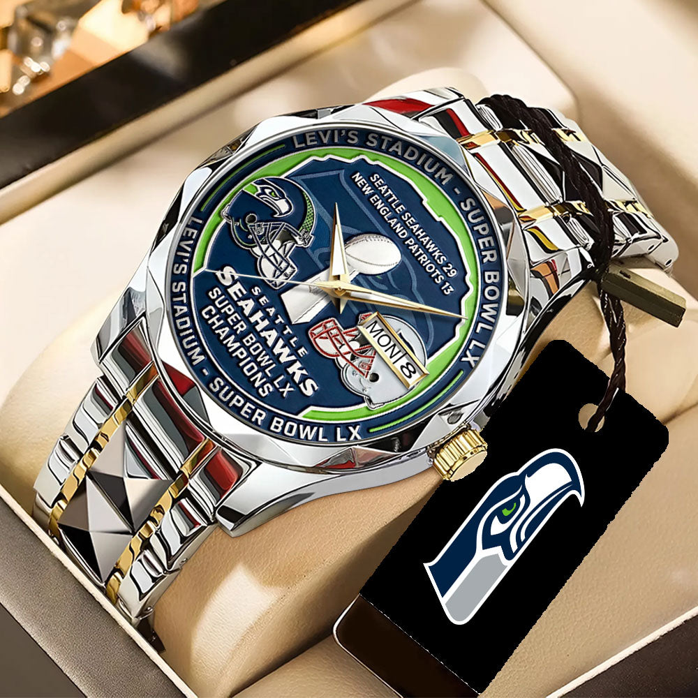 Seattle Seahawks 2025 Super Bowl LX Champions Alloy Luxury Quartz Watch – TANTN21042