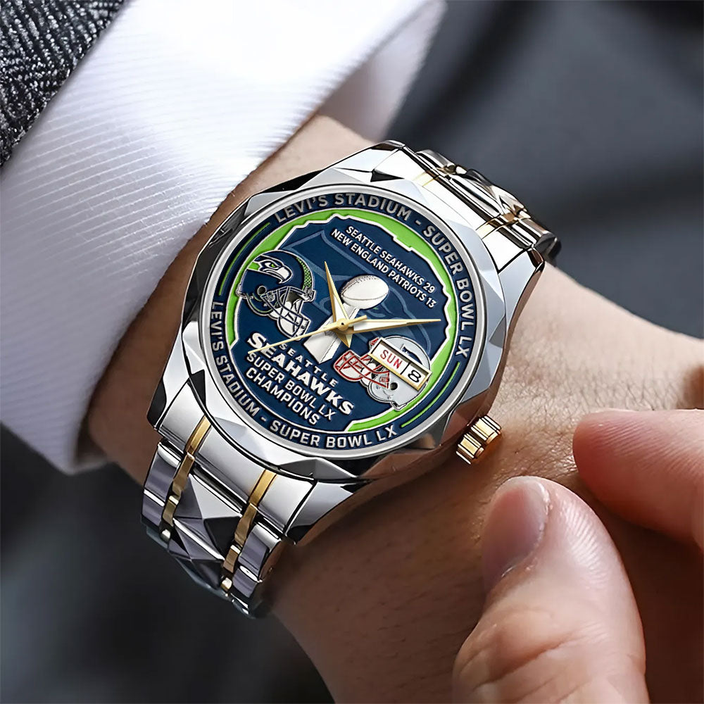 Seattle Seahawks 2025 Super Bowl LX Champions Alloy Luxury Quartz Watch – TANTN21042