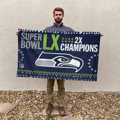 Seattle Seahawks 2025 Super Bowl LX Champions 3D Double-side House Flag – TANTN20987