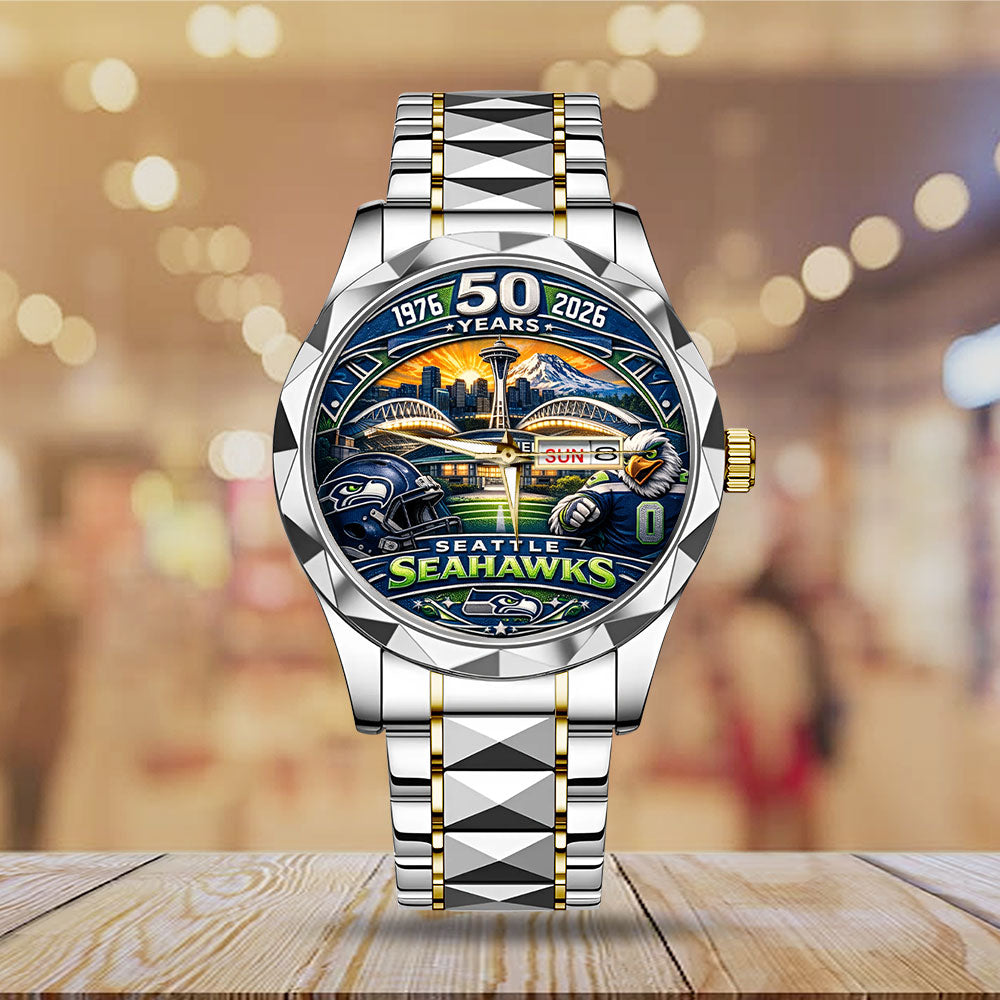 Seattle Seahawks 50 Years Alloy Luxury Quartz Watch – MAITM14795