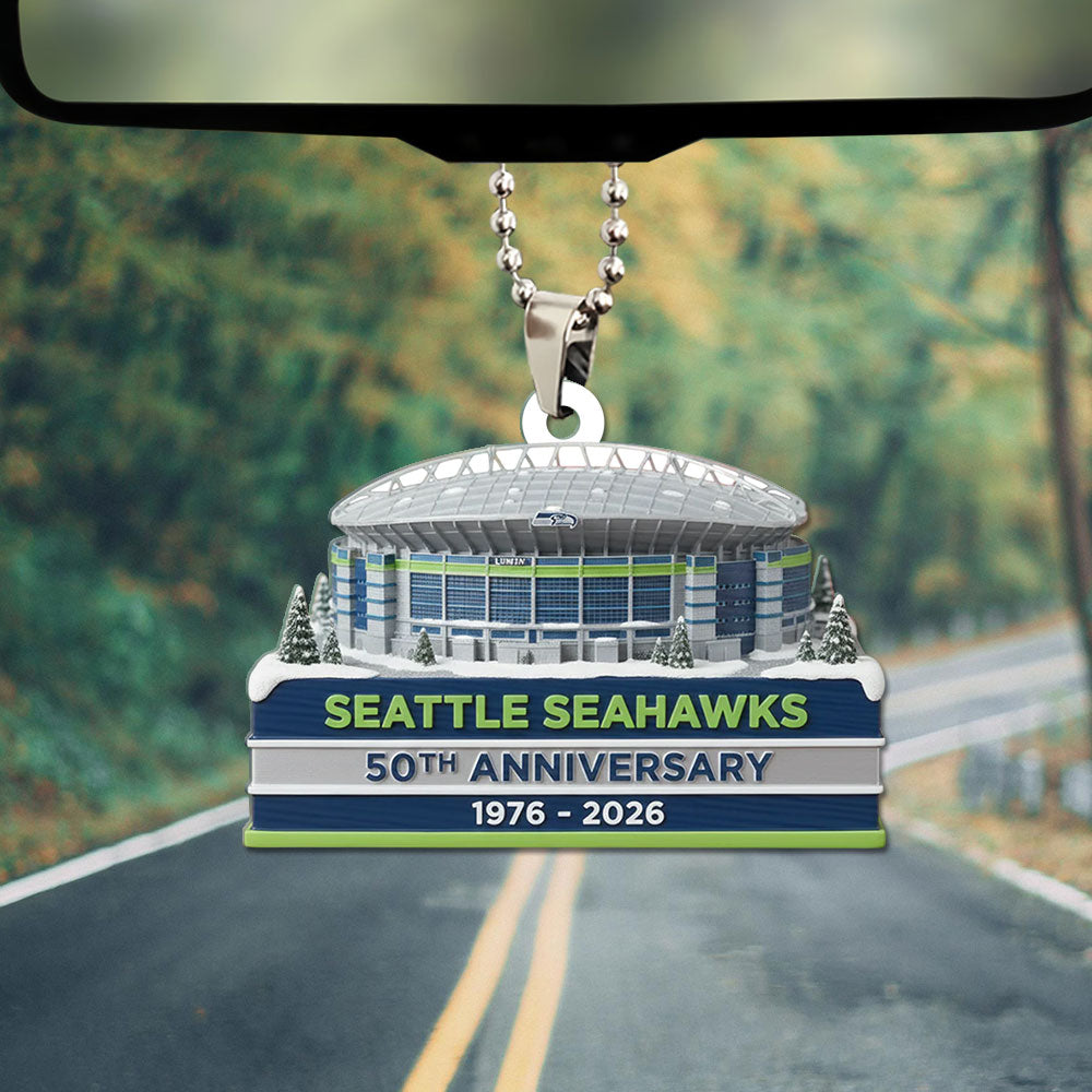 Seattle Seahawks 50th Anniversary 2026 Custom shape 2-sided Acrylic Car Ornament – TMTHU3073