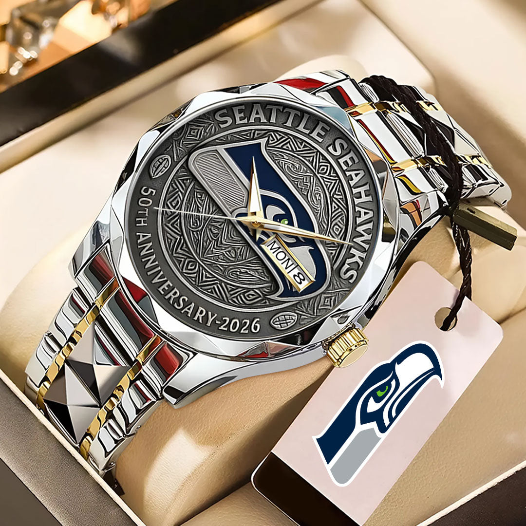 Seattle Seahawks 50th Anniversary 2026 Alloy Luxury Quartz Watch – TANTN16080