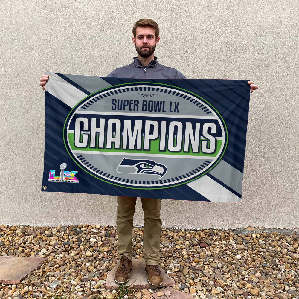 Seattle Seahawks Super Bowl LX Champions 3D Double-side House Flag – MAITM14875