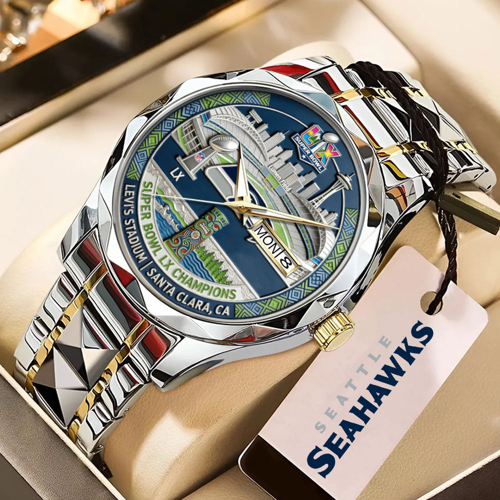 Seattle Seahawks Super Bowl LX Champions Alloy Luxury Quartz Watch – MAITM14837
