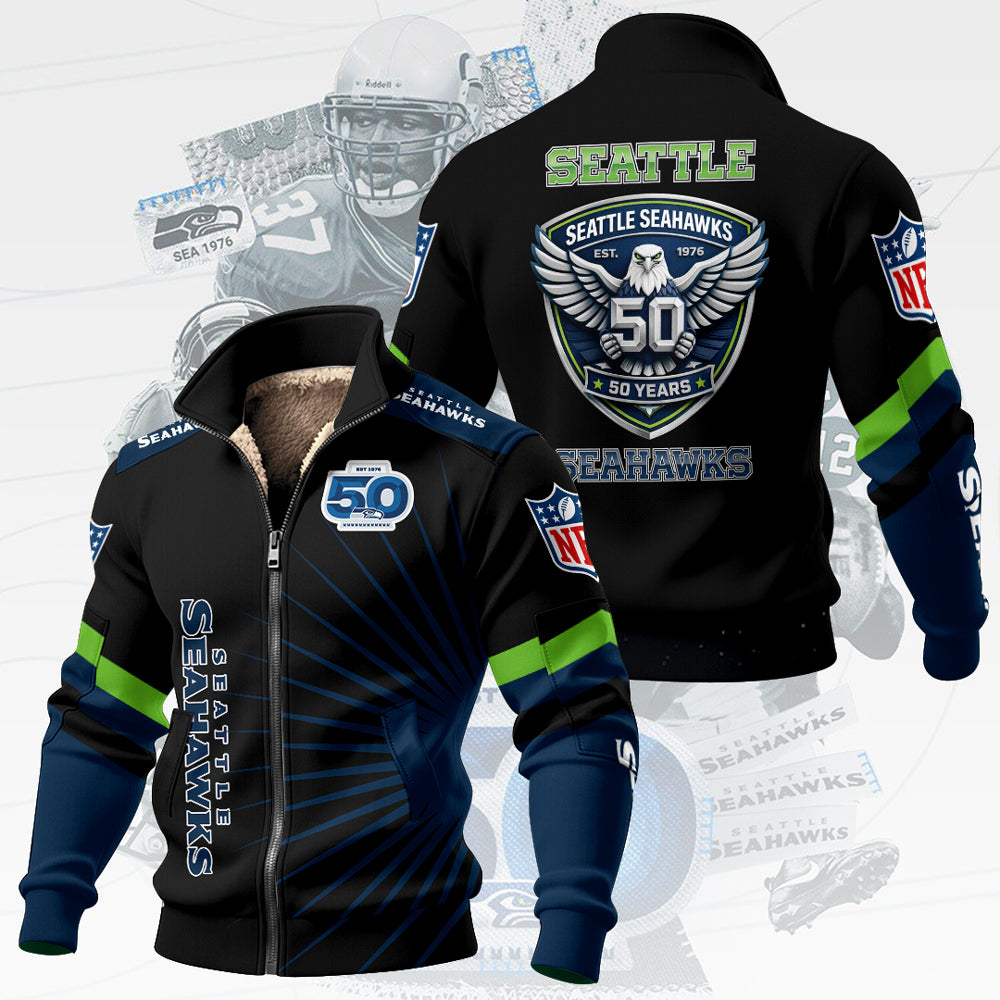 Seattle Seahawks Thick Knit Fleece Jacket – TMTHU3361