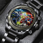 Seattle Seahawks x New England Patriots Super Bowl LX 2025 Black Stainless Steel Watch – TMTHU3473