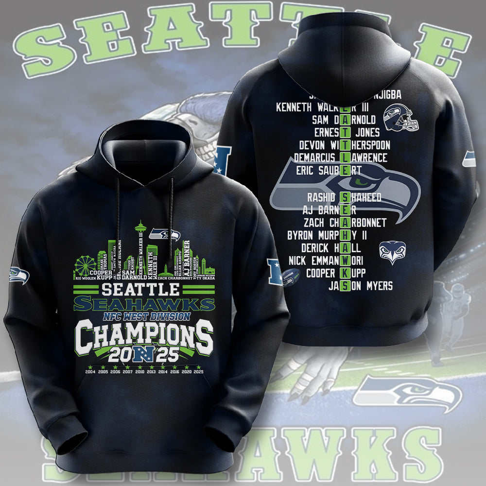 Seattle Seahawks 2025 NFC West Champions 3D Apparel – MAITM14507