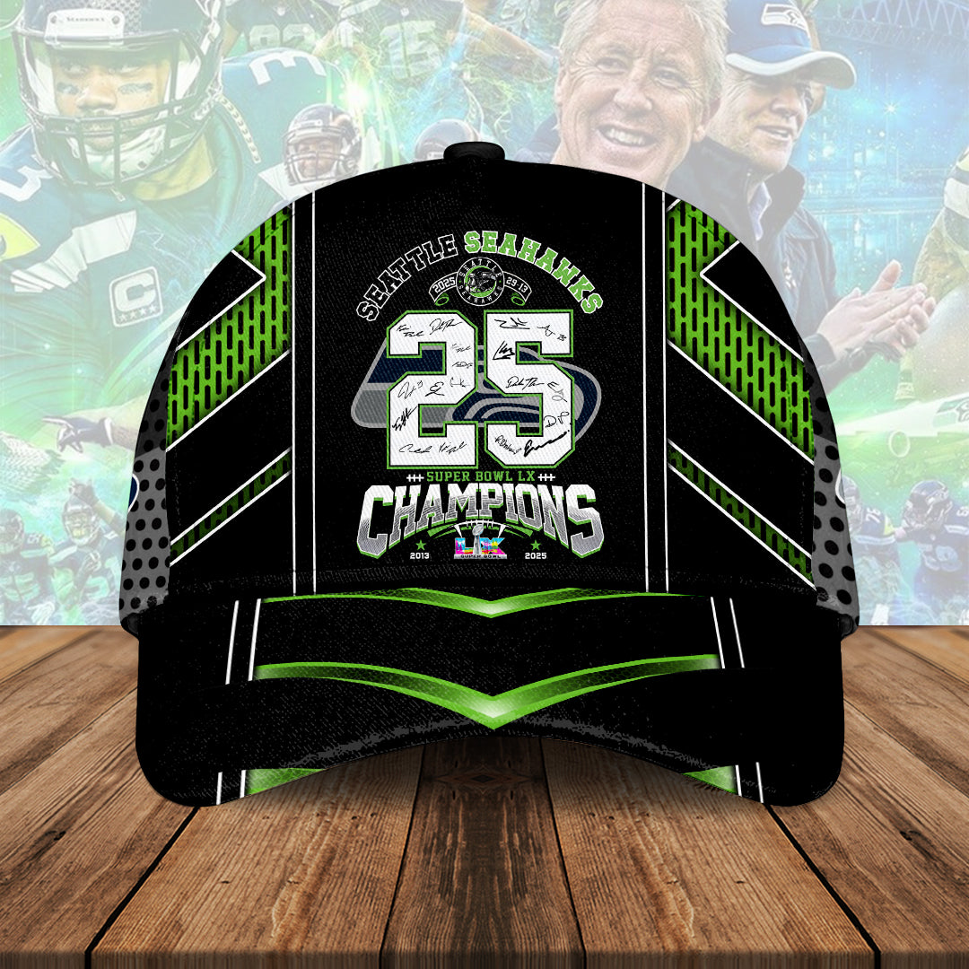 Seattle Seahawks 2025 Super Bowl LX Champions Classic Cap – HOATT16215